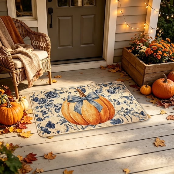 Antqov Fall Bathroom Rugs 16x24" Non Slip Absorbent Autumun Bath Mat Soft Quickly Dry Microfiber Bath Rug for Home Bathroom Decor
