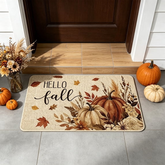 Antqov Fall Bathroom Rugs 16x24" Non Slip Absorbent Autumun Bath Mat Soft Quickly Dry Microfiber Bath Rug for Home Bathroom Decor
