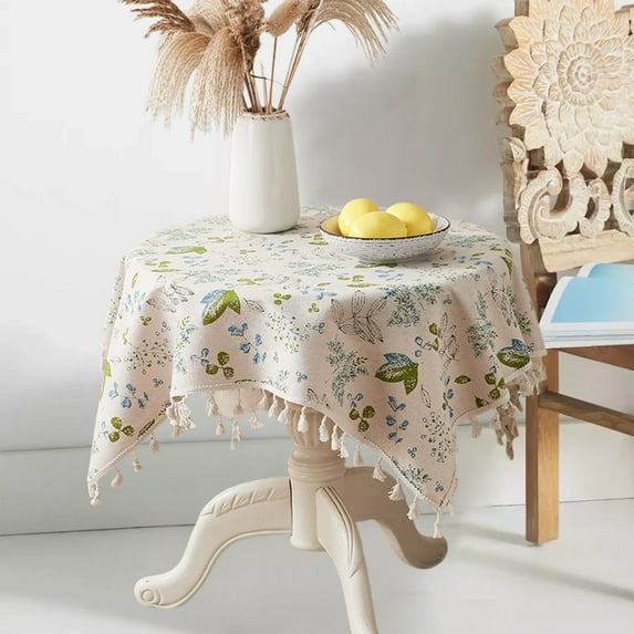 Antqov Floral Tablecloth, 24x24" Square Vintage Flower Table Cloth Spring Decor Polyester Square Table Cover for Outdoor Indoor Party Picnic Kitchen Decoration