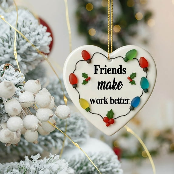 Antqov Friend Christmas Ornaments, Heart-shaped Friend Ornaments Hanging Small Christmas Tree Decorations for Party Home Decor, Gifts for Women
