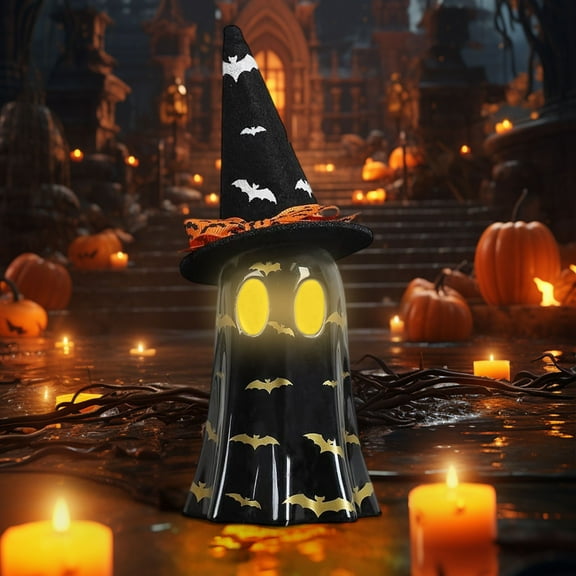 Antqov Halloween Decorations Indoor, Cute Ghost Light with Hats, Spooky Halloween Lights Ghost Decor Figurines for Home, Shelf, Party, Tabletop Decorations