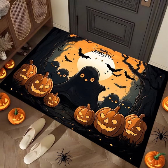 Antqov Halloween Door Mat, Non-Slip Fall Pumpkin Front Door Mat 16x24" Entrance Halloween Doormat for Thanksgiving Entryway Home Decorations