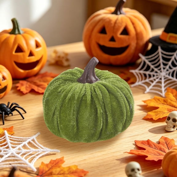 Antqov Halloween Pumpkins Small Artificial Pumpkins Velvet Faux Pumpkins Fall Decor for Thanksgiving, Home, Party, Halloween Decorations