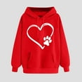 thumbnail image 1 of Antqov Hoodies for Women, Pullover Heart Dog Paw Printed Drawstring Sweatshirts with Pocket, Daily Comfortable Lightweight Blouse, 1 of 5