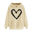 thumbnail image 1 of Antqov Hoodies for Women, Pullover Heart Printed Drawstring Sweatshirts with Pocket, Daily Activities Comfortable Lightweight Hoodie, 1 of 4