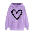 thumbnail image 1 of Antqov Hoodies for Women, Pullover Heart Printed Drawstring Sweatshirts with Pocket, Daily Activities Comfortable Lightweight Hoodie, 1 of 4