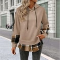 thumbnail image 1 of Antqov Hoodies for Women, Pullover Patchwork Checkered Drawstring Oversized Sweatshirts, Outdoor Comfortable Trendy Sports Tops, 1 of 8