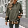 thumbnail image 1 of Antqov Hoodies for Women, Pullover Patchwork Checkered Drawstring Oversized Sweatshirts, Outdoor Comfortable Trendy Sports Tops, 1 of 3
