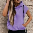 thumbnail image 1 of Antqov Hoodies for Women, Solid Color Pullover Sleeveless Sweatshirts with Pocket, Daily Trendy Loose Comfortable Lightweight Hoodie, 1 of 8
