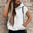 thumbnail image 1 of Antqov Hoodies for Women, Solid Color Pullover Sleeveless Sweatshirts with Pocket, Daily Trendy Loose Comfortable Lightweight Hoodie, 1 of 8