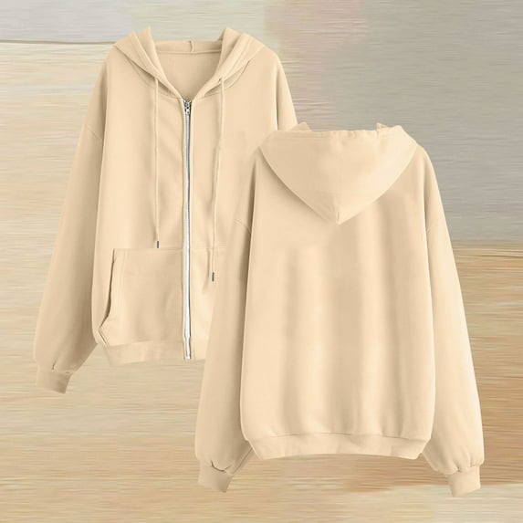 Antqov Hoodies for Women, Solid Color Pullover Zip up Sweatshirts Drawstring with Pockets, Outdoor Running Casual Comfortable Hoodie
