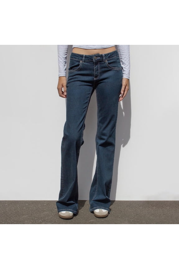 Jeans for Women, Low Rise Straight Jeans Stretch Flare Denim Pants, Outdoor Go Sightseeing Trendy Casual Pants