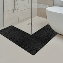 Antqov L-Shaped Bathroom Rug, Non Slip Corner Bath Mat Water Absorbent Thin Washable Bath Rug Carpet for Bathroom Floor Home
