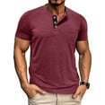 thumbnail image 1 of Antqov Mens T Shirts, Solid Color Short Sleeve Button Down Henley Shirt Tops with Pocket, Daily Fashion Fitness Casual Cozy Workout Shirts, 1 of 2