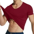thumbnail image 1 of Antqov Mens T Shirts, Solid Color V Neck Pullover Stretchy Skinny Short Sleeve Tops Undershirts, Outdoor Fitness Cozy Breathable Gym Shirts, 1 of 7