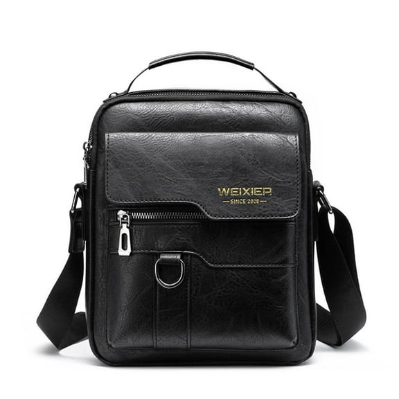 Antqov Messenger Crossbody Bag for Men Small Shoulder Sling Bag Vintage Leather Bag Handbag Purse Zipper for Outdoor Office Supplies