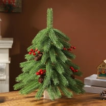 Antqov Mini Christmas Tree Artificial Christmas Tree Decorations Small Fake Christmas Pine Tree with Base for Christmas Home Party Office Decor