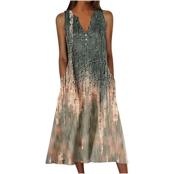 Antqov Nightgowns for Women, Fashion Printed Sleeveless V Neck Wide Strap Tank Sleep Shirt, Summer Casual Soft Comfortable Sleepwear, S-5XL