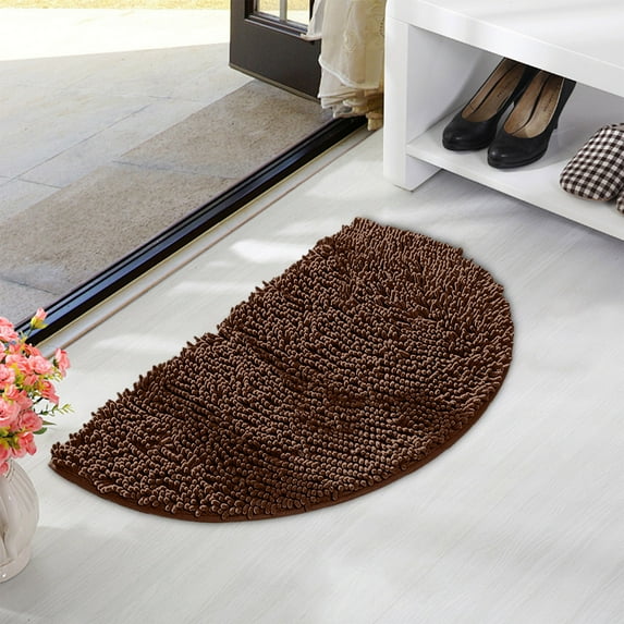 Antqov Non Slip Absorbent Bath Mat 14x20" Soft Colorful Bathroom Rugs Half Round Microfiber Bath Rug for Home Bathroom Floor