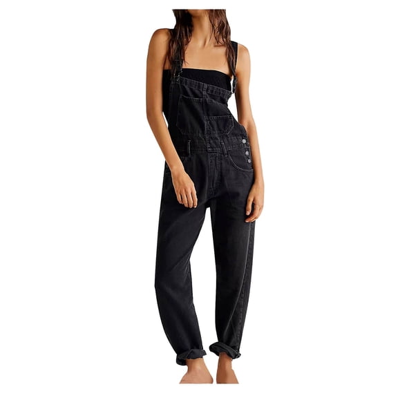 Antqov Overalls for Women, Stretch Loose Straight Leg Jean Overalls with Multiple Pockets, Outdoor Trendy Comfy Adjustable Straps Jumpsuits