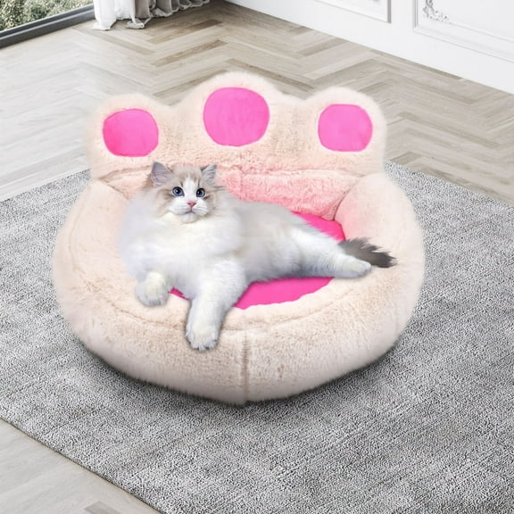 Antqov Pandas's Paw Cat Nests Autumns & Winter Warm Nests Kennel Round Cat Dog Bed Mat Sleeping Kittens Bed for Home, Living Room, Bedroom Use Supplies