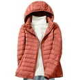 thumbnail image 1 of Antqov Puffer Jacket Womens, Solid Color Stand Up Collar Zipper Oversized Detachable Hooded Down Jackets with Pockets, Winter Daily Loose Lightweight Soft Comfortable Coats, 1 of 8