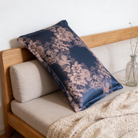 Antqov Satin Pillowcase, 19x29" Vintage Flowers Printed Silk Pillowcase Soft Satin Pillow Cases for Home Bedroom Living Room Supplies Gifts