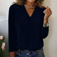 thumbnail image 1 of Antqov Sequin Tops for Women, Solid Color V Neck Long Sleeve Pullover Basic Blouse, Daily Trendy Comfortable Casual Soft Tees Work Dress Shirt, 1 of 6