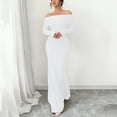 thumbnail image 1 of Antqov Off Shoulder Dresses for Women, Solid Color Long Sleeve Backless Skinny Tapered Waist Bodycon Dress, Party Fashion Elegant Maxi Wedding Guest Dress, 1 of 6