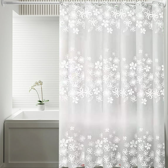 Antqov Shower Curtain Plants Flowers Printed Shower Curtain Waterproof Fabric Shower Curtain Washable White Cloth Shower Curtains for Bathroom Home Supplies