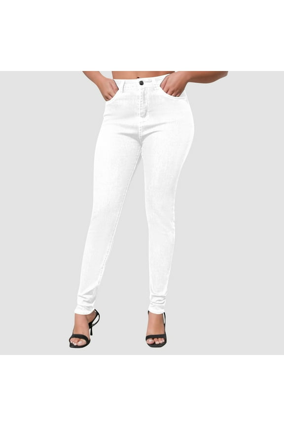 Skinny Jeans for Women, High Waist Slim Stretchy Straight Leg Tummy Control Denim Jeggings with Pockets, Daily Fashion Casual Soft Cozy Casual Pants