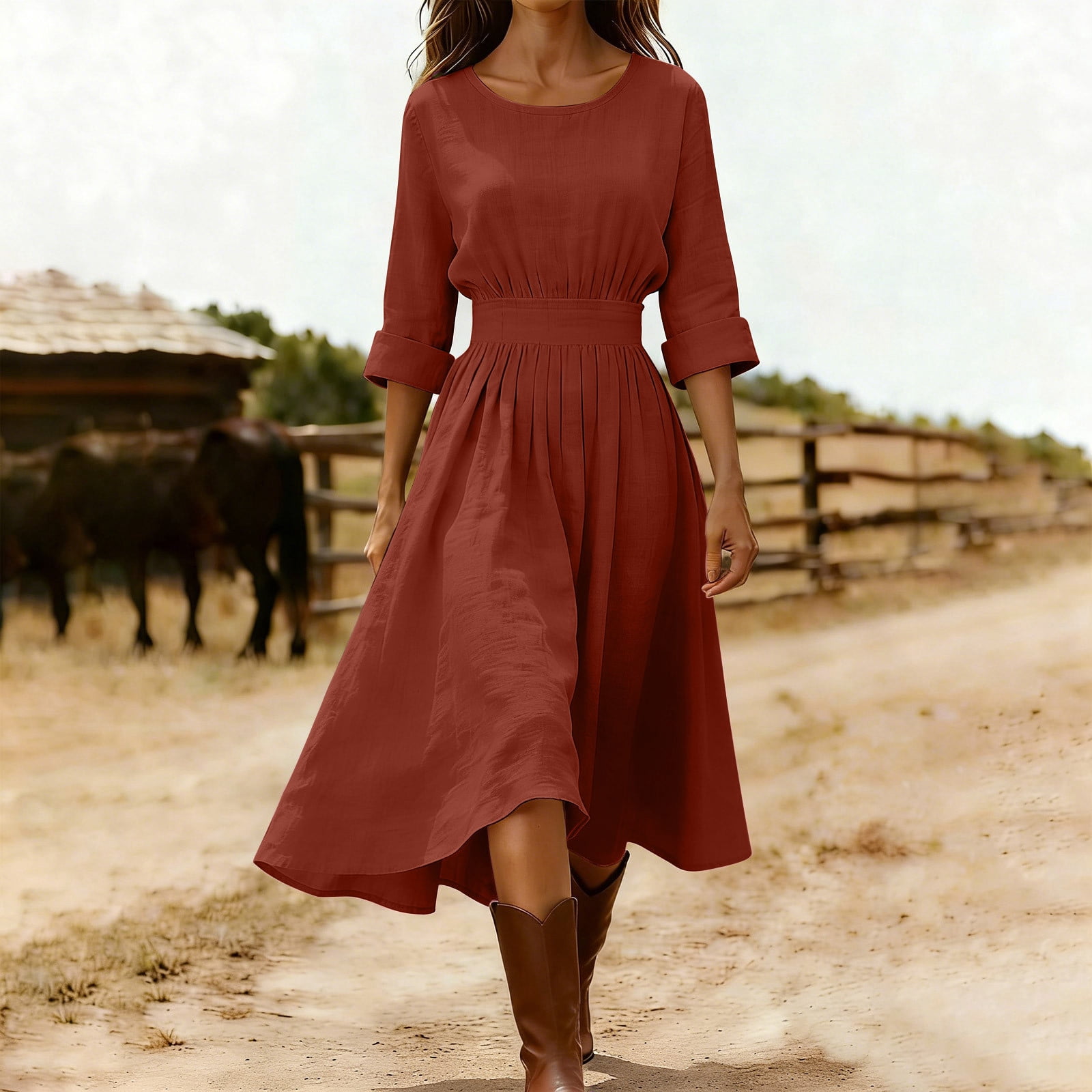 long sleeve cotton summer dresses Antqov for Women 2026 Linen Boho Flowy A Line Midi Dresses, S-2XL White dress Velvet Colors:Navy Blue 705 CRYSTAL TOP 10 BEST Party 79 cm/30.3