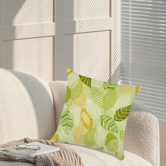 Antqov Summer Tropical Leaves Throw Pillow Covers 18x18" Leaf Pattern Decoration Pillow Covers Soft Cushion Case for Indoor Outdoor Sofa Home Office Decor