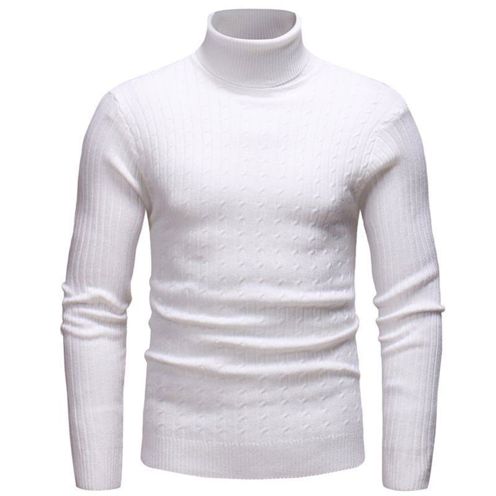 Antqov Sweaters for Men, Plus Size Solid Color High Collar Pullover ...