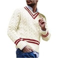 thumbnail image 1 of Antqov Sweaters for Men, Color Blocked V Neck Pullover Long Sleeve Knit Sweater, Spring Fall Outdoor Stylish Comfortable Casual Sweaters, 1 of 5