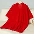 thumbnail image 1 of Antqov Sweaters for Women, Solid Color Fringe Shawl Style Knit Tops, Party Stylish Comfortable Sweater Coats, 1 of 3