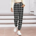 thumbnail image 1 of Antqov Sweatpants Women, Elastic High Waist Checkered Print Cuffed Lounge Pants Drawstring with Pockets, Outdoor Sports Casual Relaxed Lightweight Breathable Joggers, 1 of 5