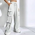 thumbnail image 1 of Antqov Sweatpants Women, Elastic Waist Solid Color Drawstring Straight Wide Leg Pants with Multiple Pockets, Outdoor Fashion Loose Comfortable Joggers, 1 of 9
