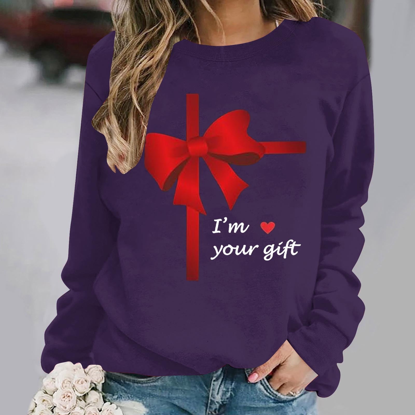 All-Over Print Women's Long Sleeve Neckline Tie Sweatshirt