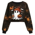 thumbnail image 1 of Antqov Sweatshirt for Women, Crewneck Pullover Cute Ghost Printed Crop Tops, Party Time Fashion Casual Sweatshirts, 1 of 2