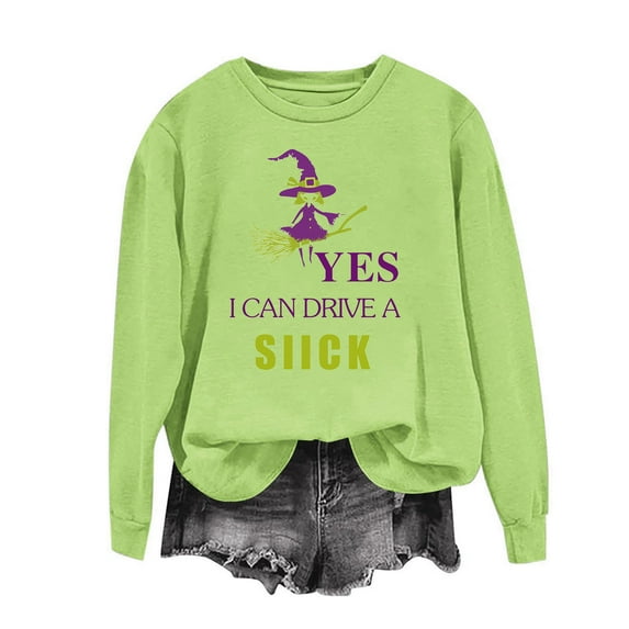 Antqov Sweatshirt for Women, Crewneck Pullover Halloween Letter Print Long Sleeve Tops, Party Comfortable Funny Casual Sweatshirts