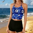 thumbnail image 1 of Antqov Swimsuit for Women, Fashion Print Backless Tankini with Padded Cups Shorts Conservative Two Piece Swimwear Sets, Beach Soft Comfy Summer Bathing Suits, 1 of 9