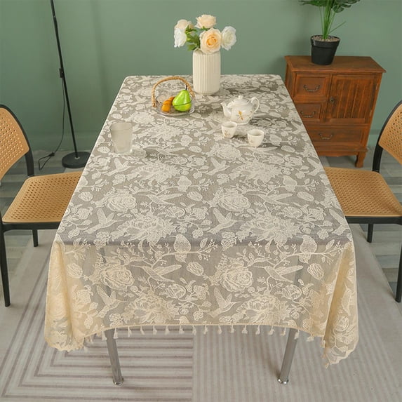 Antqov Table Cloth, 55x71" Waterproof Plastic Lace Tablecloth Rectangle Table Cover for Home, Dining, Kitchen, Party Supplies