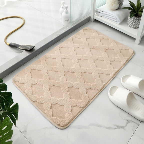 Antqov Thickened Restroom Bath Mat, Water Absorbent Bath Mats, Non Slip Washable Bathroom Rugs Soft Bathroom Mats for Bathroom Floor & Tub Shower Supplies