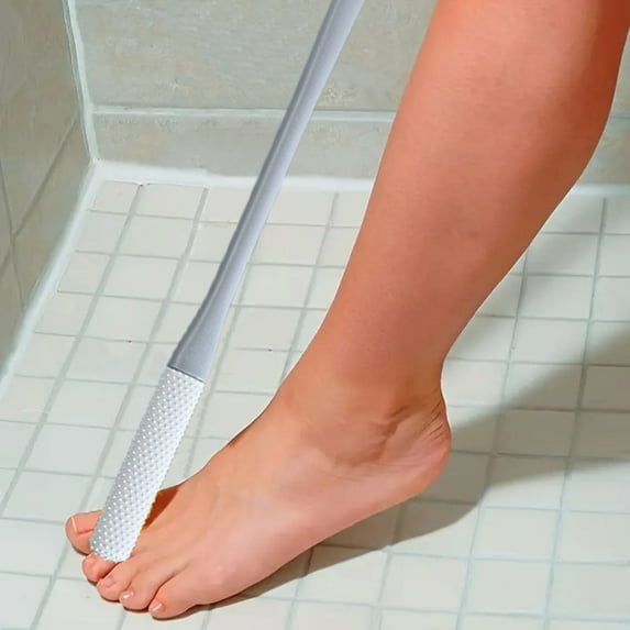 Antqov Toe Cleaning Brush, Soft Toe Seam Massage Brush for Shower, Multi-Purpose Shower Foot Brush, Long Handle Toe Lotion Applicator for Seniors Elderly Men Women Supplies