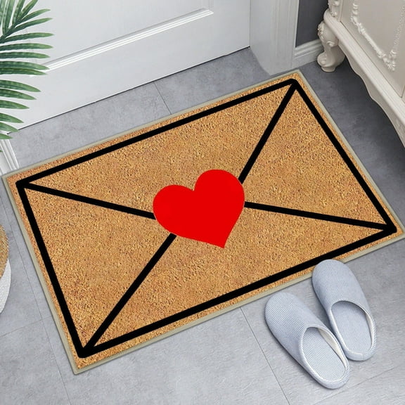 Antqov Valentin's Day Doormat 16x24" Heart Door Mat Decorative Non Slip Rectangle Floor Mat Love Welcome Door Rug for Indoor Outdoor Entrance Floor Porch Home Bathroom Supplies