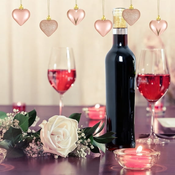 Antqov Valentine's Day Heart Shaped Ornaments 12PCS Small Valentines Day Decorations Heart Hanging Tree Decorations for Home Tree Wedding Party Decor Gifts for Women