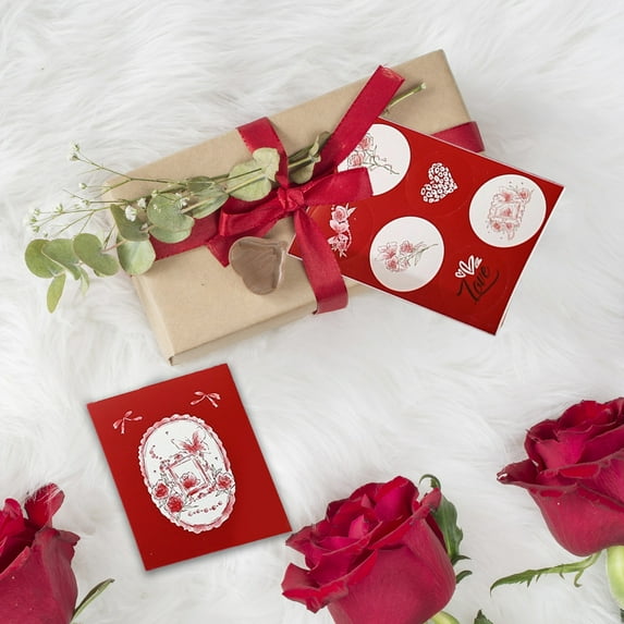 Antqov Valentines Day Cards with Envelopes & Stickers, Vintage Floral Greeting Cards Colorful Romantic Gift Card for Valentine’s Day, Birthday, Party, Home Supplies