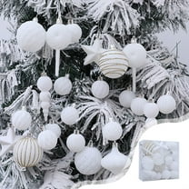 Antqov Velvet Christmas Ball Ornaments 24PCS Flocked Hanging Christmas Tree Decorations Shatterproof Christmas Ornaments Set with Multiple Styles for Home Party Holiday Decor