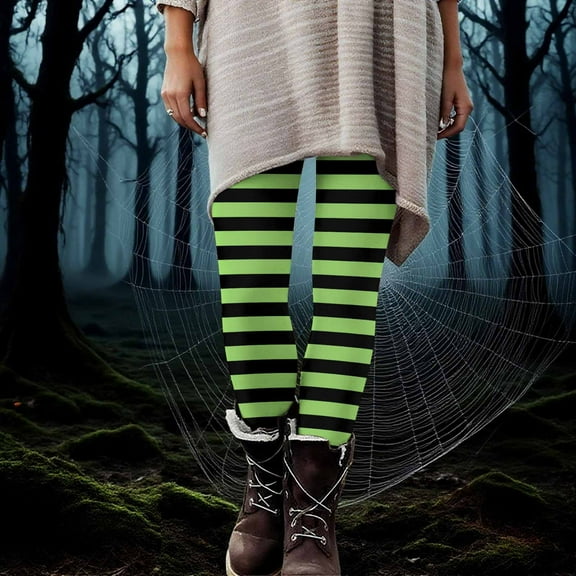 Antqov Yoga Pants Women, Halloween Striped Print High Waist Stretch Leggings, Outdoor Fitness Fashion Casual Joggers